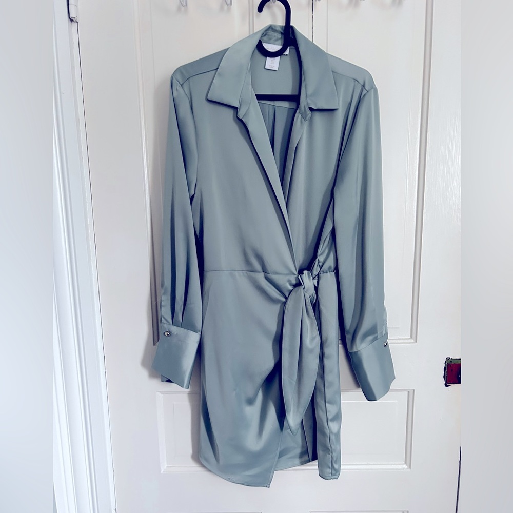 Minty blue/green wrap dress by House of Harlow